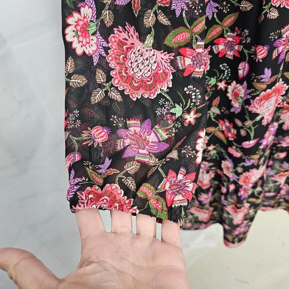 Loft Dress Black Pink Floral Boho Whimsigoth Midi Cottagecore 14 - Picture 6 of 15